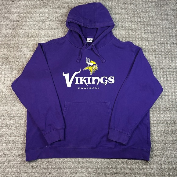 Majestic Other - Majestic Minnesota Vikings Hoodie Mens Purple NFL Football Logo Sweatshirt 2XL